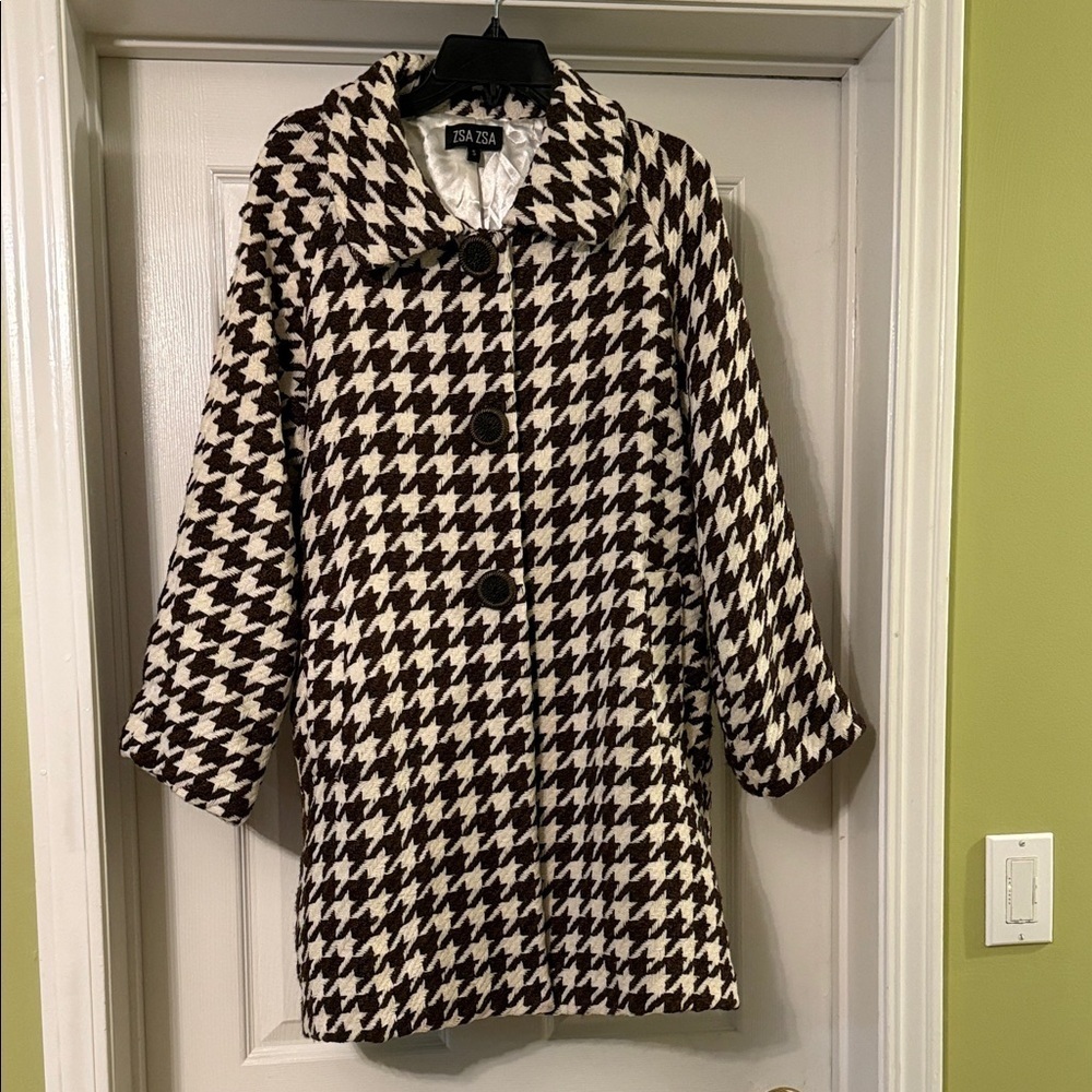 NWT Zsa Zsa - Women's Classic Houndstooth Coat - size S